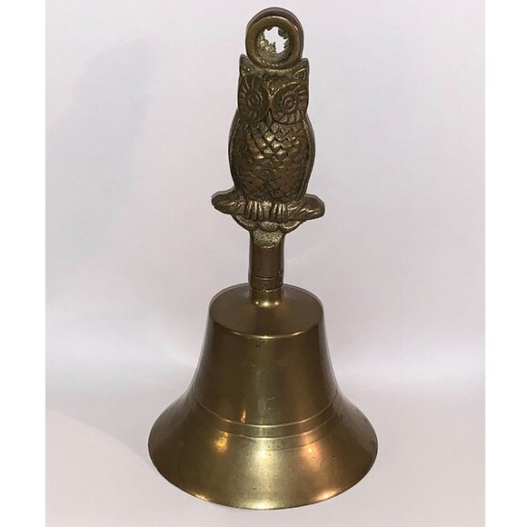 Vintage Owl Brass Dinner Bell (6" tall) - Picture 1 of 5